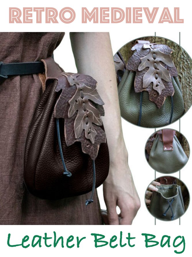 Vintage Mid-Century Western Leather Leaf Belt Bag