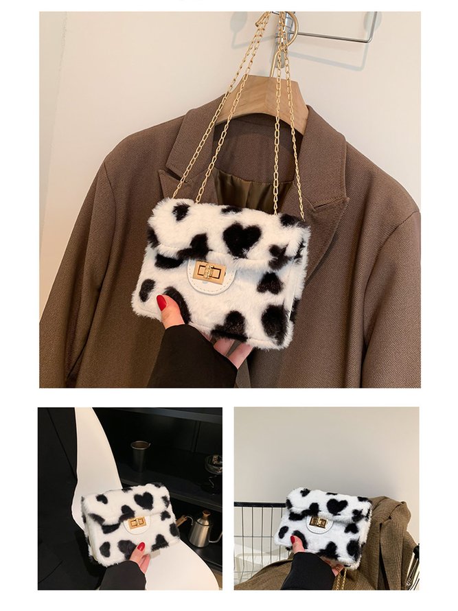 Valentine's Day Heart Plush Messenger Small Square Bag