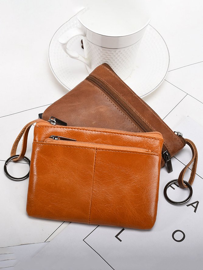 Cowhide Wax Leather Retro Simple Coin Purse