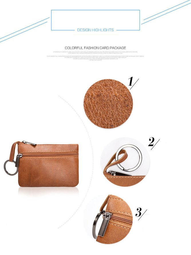 Cowhide Wax Leather Retro Simple Coin Purse