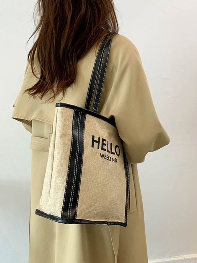 Hello Weekend Casual Commuting Large Capacity Tote Bag