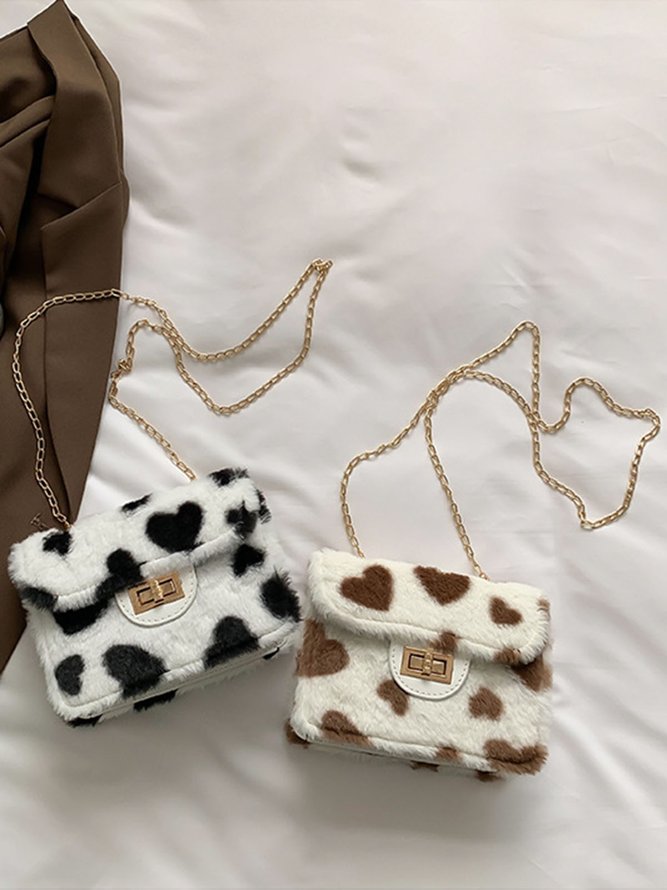 Valentine's Day Heart Plush Messenger Small Square Bag