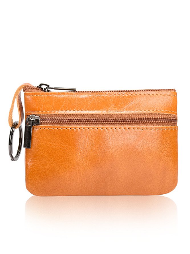 Cowhide Wax Leather Retro Simple Coin Purse