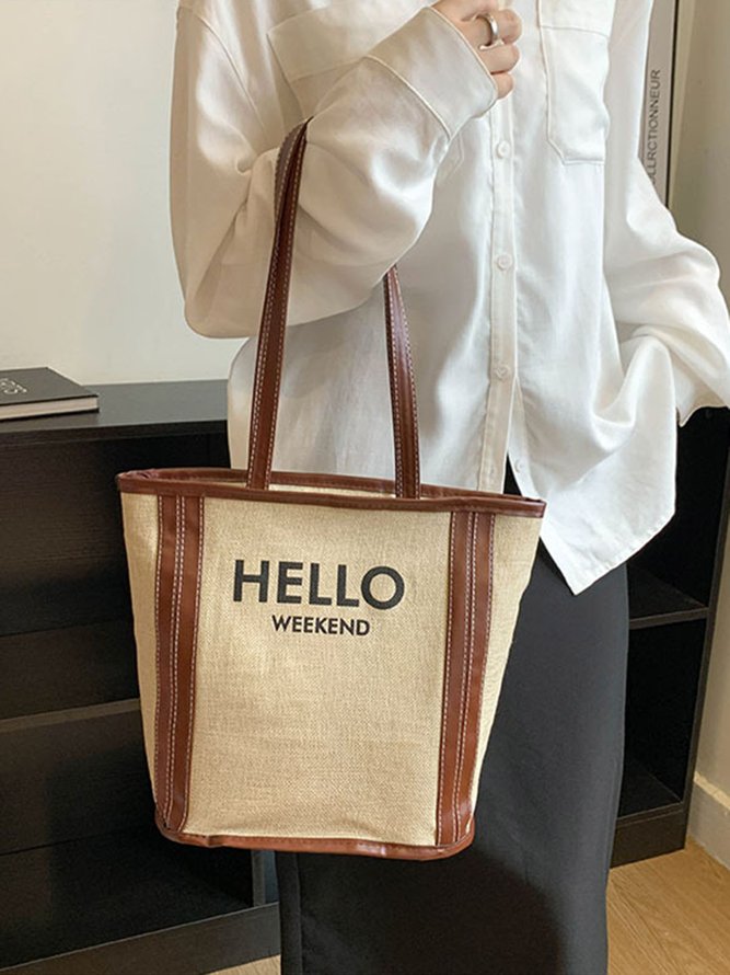 Hello Weekend Casual Commuting Large Capacity Tote Bag