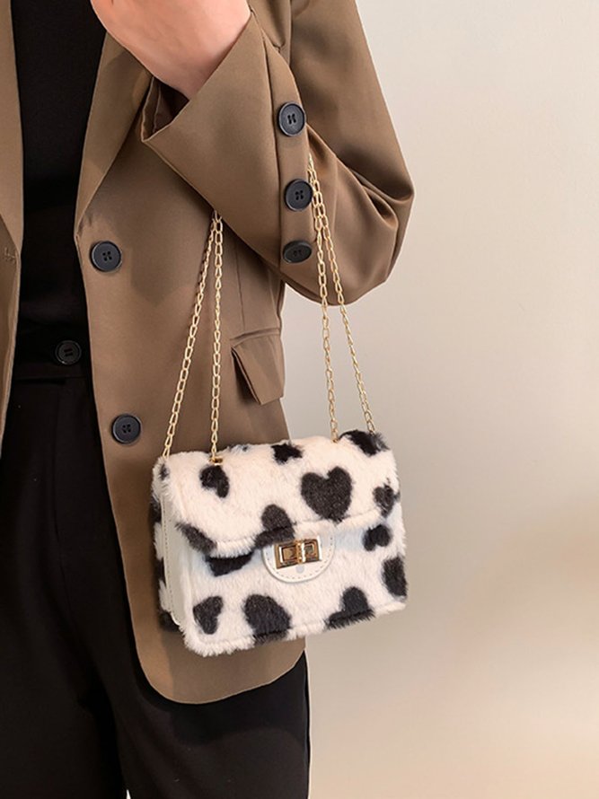 Valentine's Day Heart Plush Messenger Small Square Bag