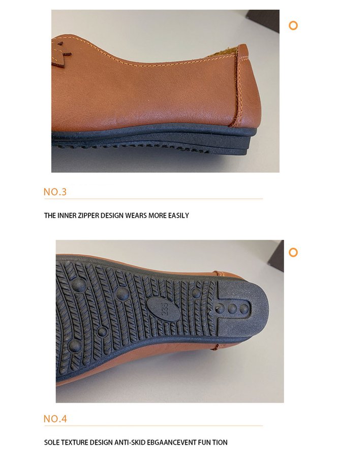 Vintage Casual Leaf Contrast Flats