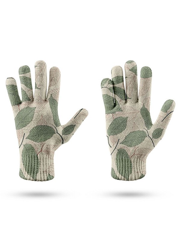 Bohemian Leaf Pattern Five Finger Gloves Daily Commuting Outdoor Accessories