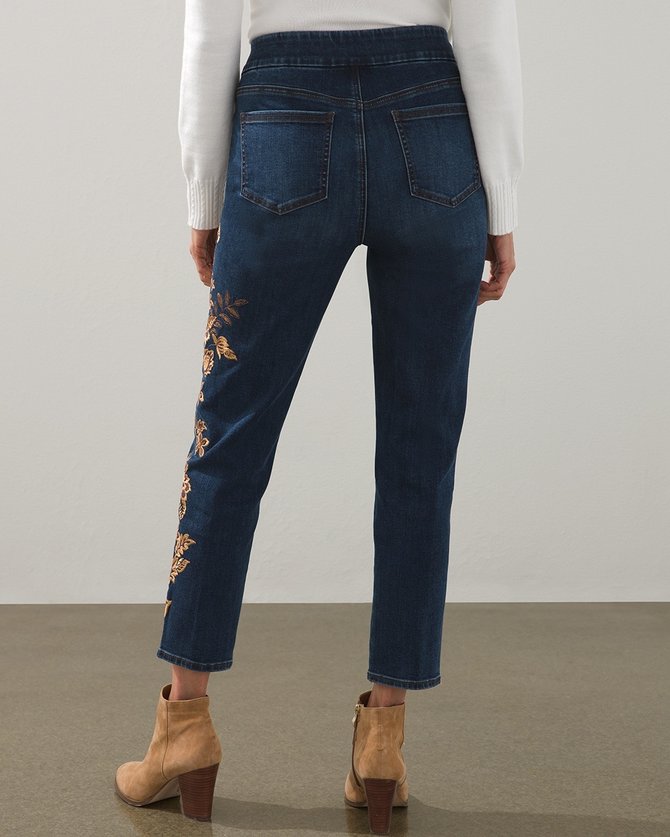 Denim Casual Floral Regular Fit Jeans