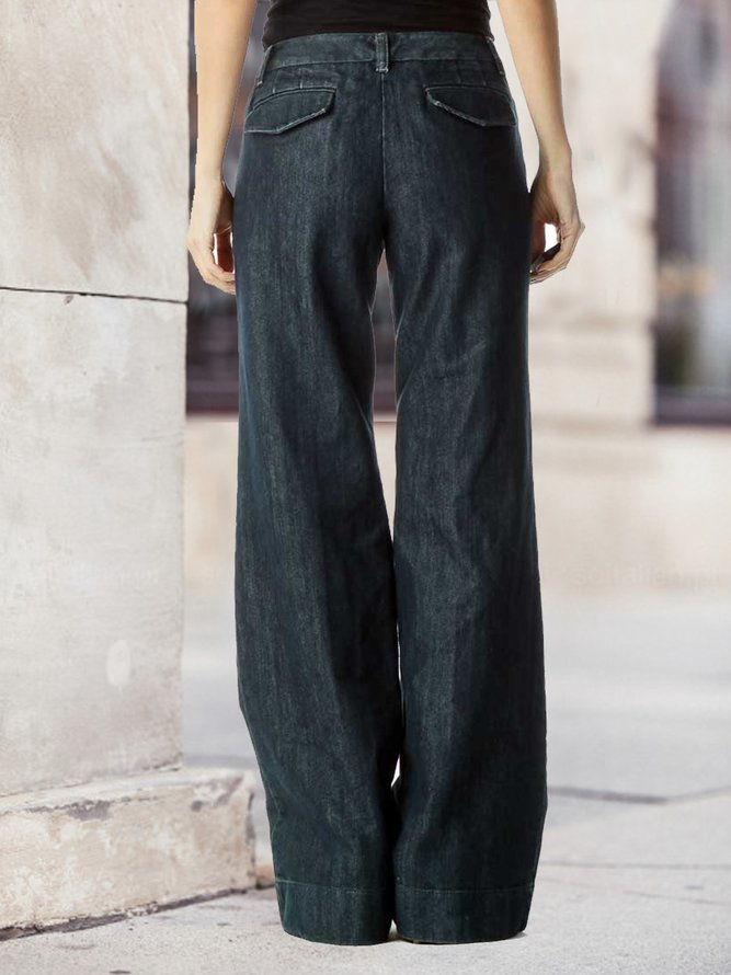 Denim Plain Loose Casual Jeans