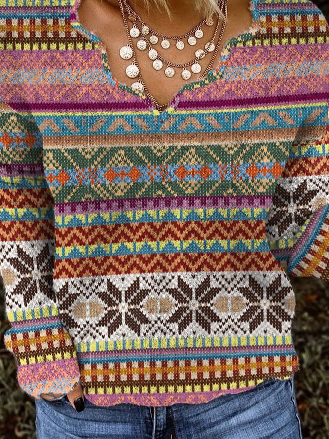 Regular Fit Tribal Casual Sweaters