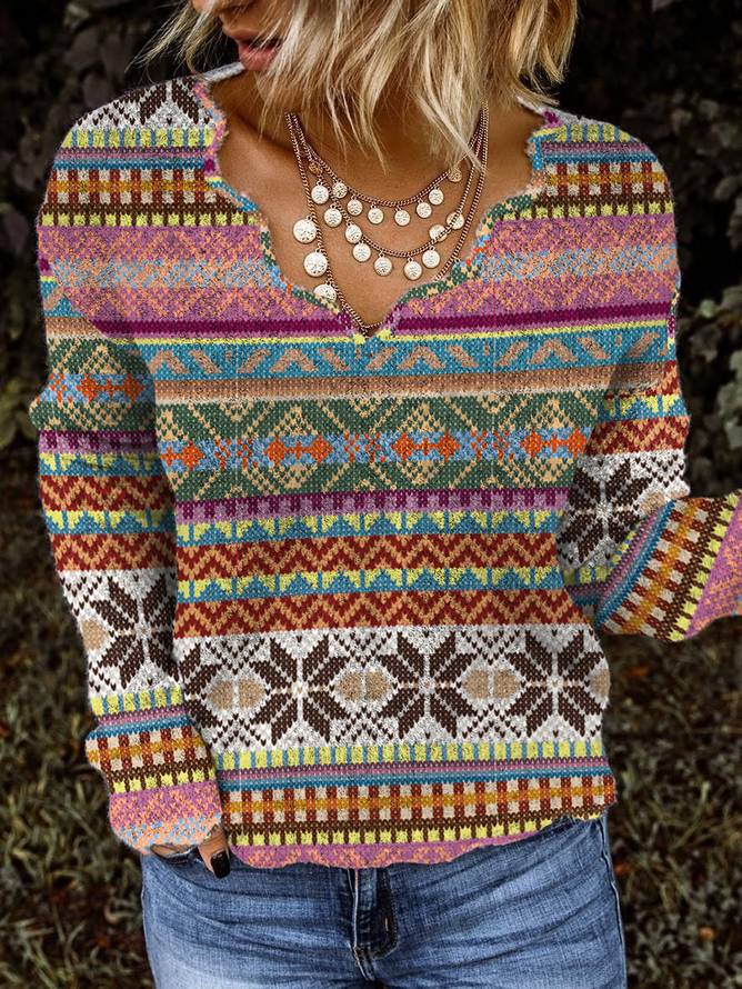 Regular Fit Tribal Casual Sweaters