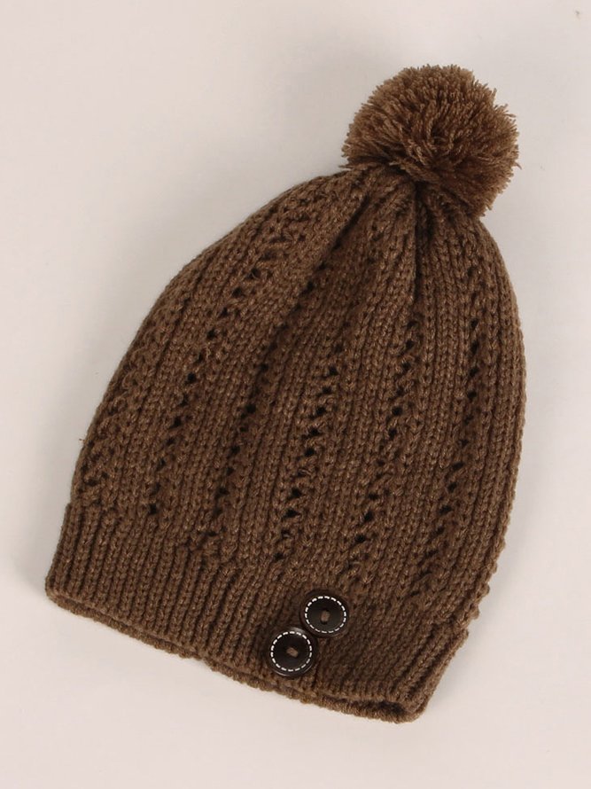 Casual Retro Twist Pattern Woolen Beanie Hat Autumn Winter Warm Accessories