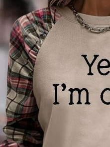 Yes, I'm Cold Plaid Round Neck Casual Sweater