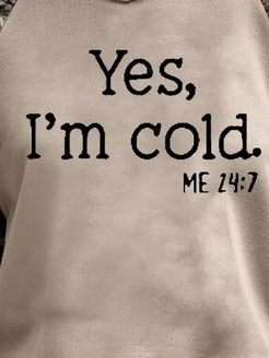 Yes, I'm Cold Plaid Round Neck Casual Sweater