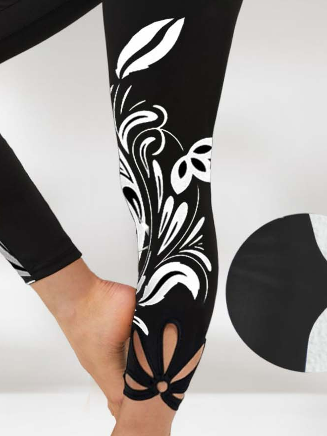 Devore Tight Floral Casual Knitted Leggings