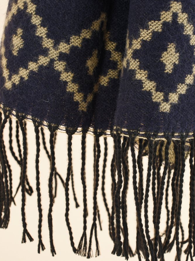 Ethnic Style Retro Geometric Stripe Pattern Scarf Shawl Winter Spring Accessories
