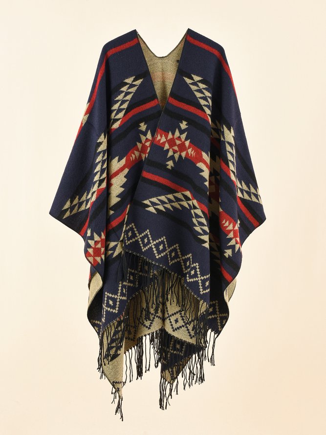 Ethnic Style Retro Geometric Stripe Pattern Scarf Shawl Winter Spring Accessories