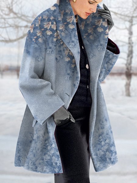 Buttoned Loose Shawl Collar Casual Overcoat