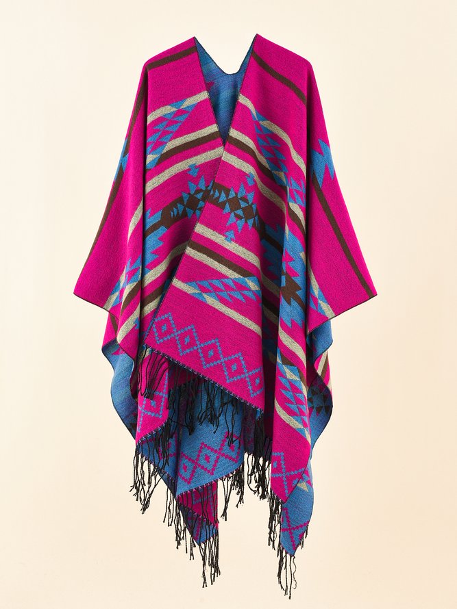 Ethnic Style Retro Geometric Stripe Pattern Scarf Shawl Winter Spring Accessories