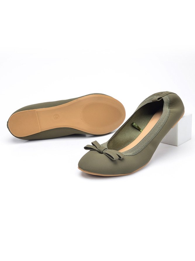 Retro Bow Comfortable Soft Shallow Ballet Shoes