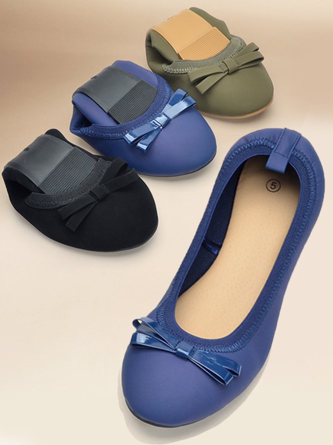 Retro Bow Comfortable Soft Shallow Ballet Shoes