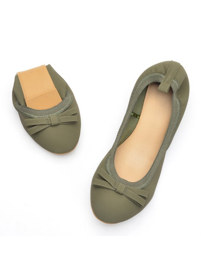 Retro Bow Comfortable Soft Shallow Ballet Shoes