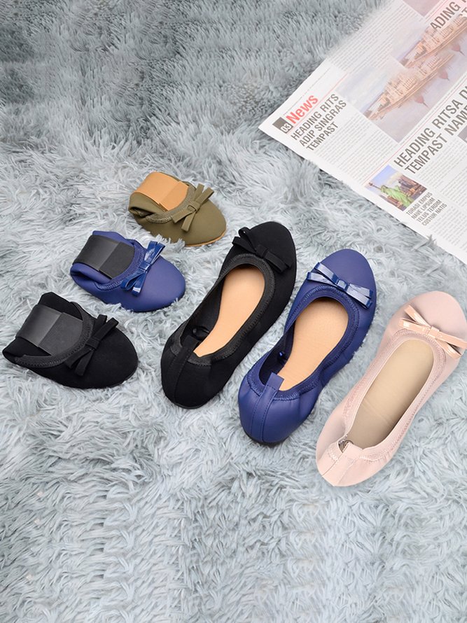 Retro Bow Comfortable Soft Shallow Ballet Shoes