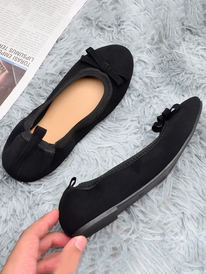 Retro Bow Comfortable Soft Shallow Ballet Shoes