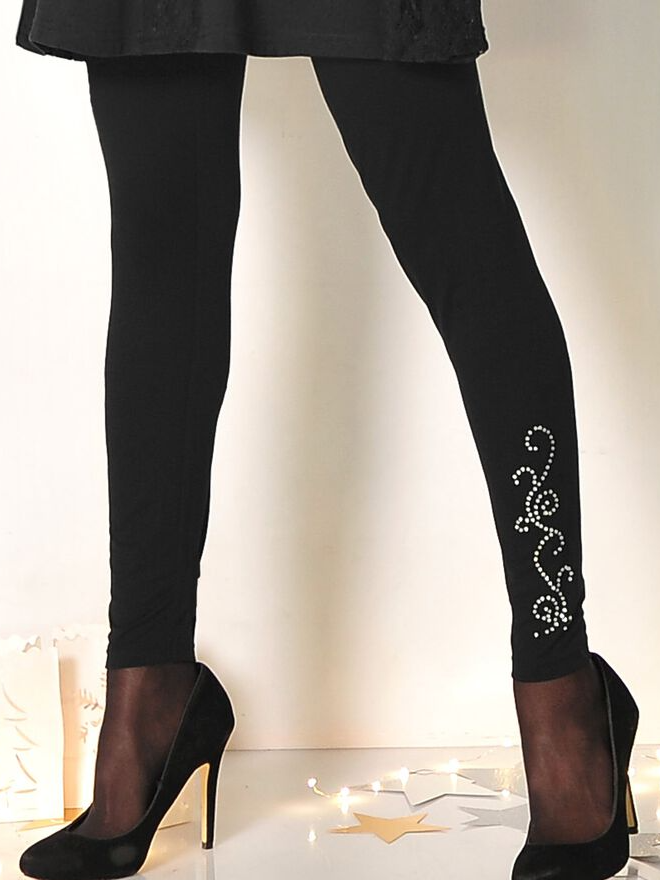 Floral  Tight Hot Drilling Casual Leggings