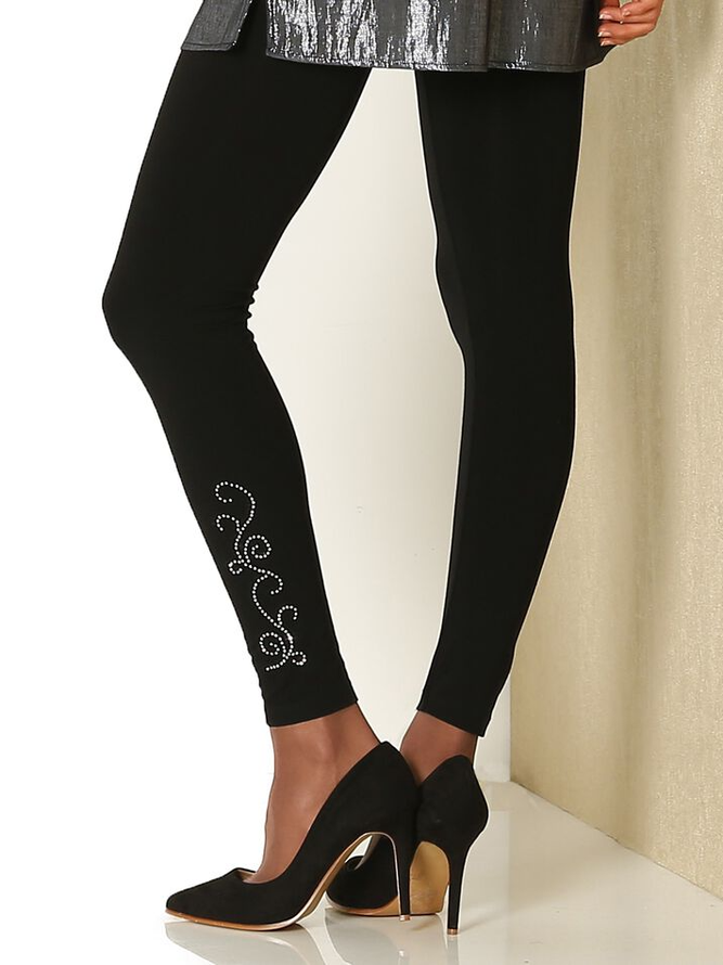 Floral  Tight Hot Drilling Casual Leggings