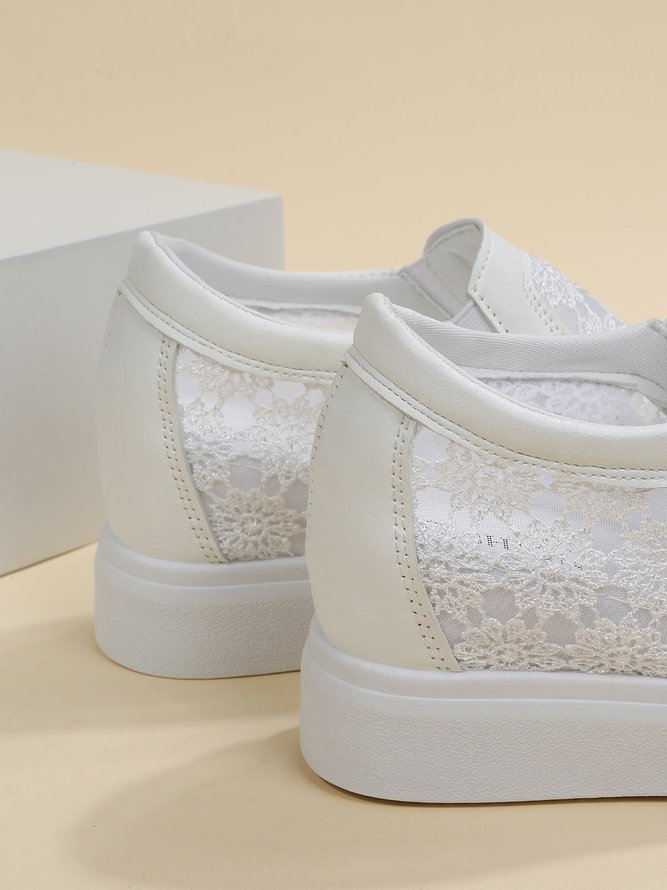 Flower Embroidery Detail Hidden Heeled Shoes