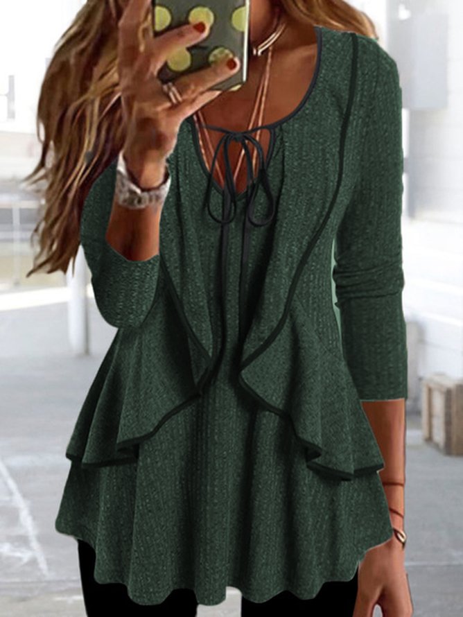 Casual Plain Crew Neck Regular Fit Top