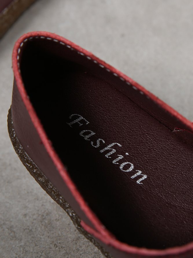 Solid Color Leather Soft Sole Casual Shoes