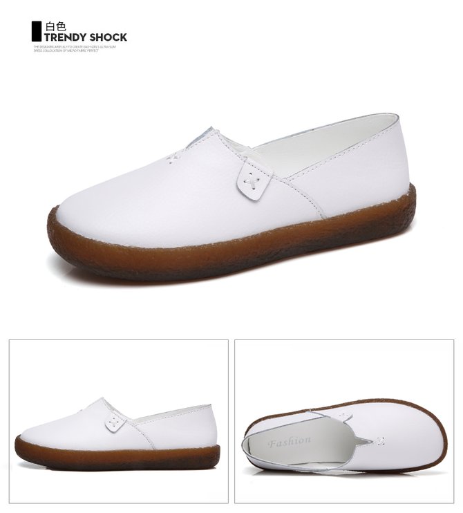 Solid Color Leather Soft Sole Casual Shoes