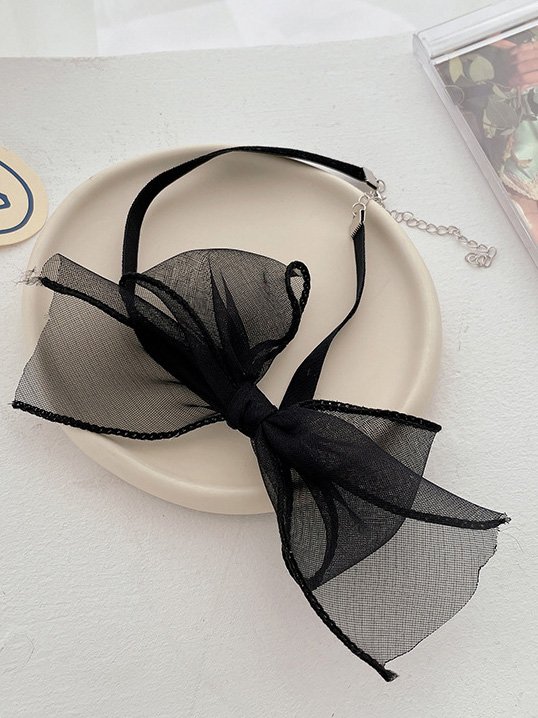 Red Velvet Bow Pattern Necklace Banquet Party Valentine's Day Christmas Wedding Decoration Jewelry