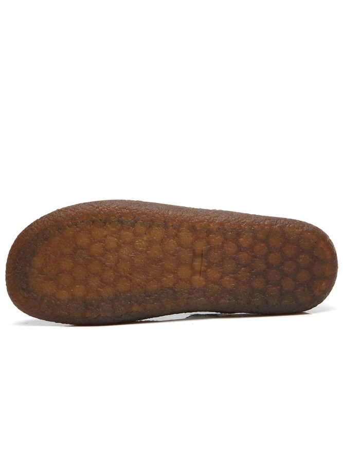 Solid Color Leather Soft Sole Casual Shoes