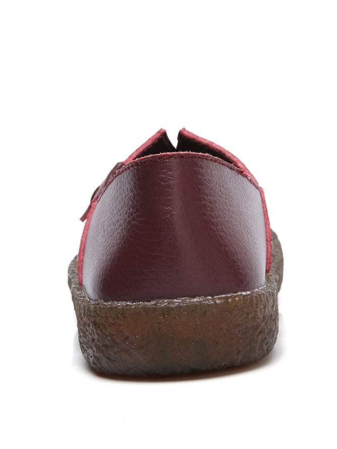 Solid Color Leather Soft Sole Casual Shoes