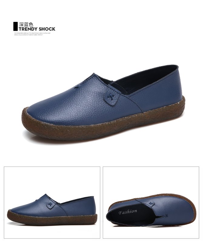 Solid Color Leather Soft Sole Casual Shoes