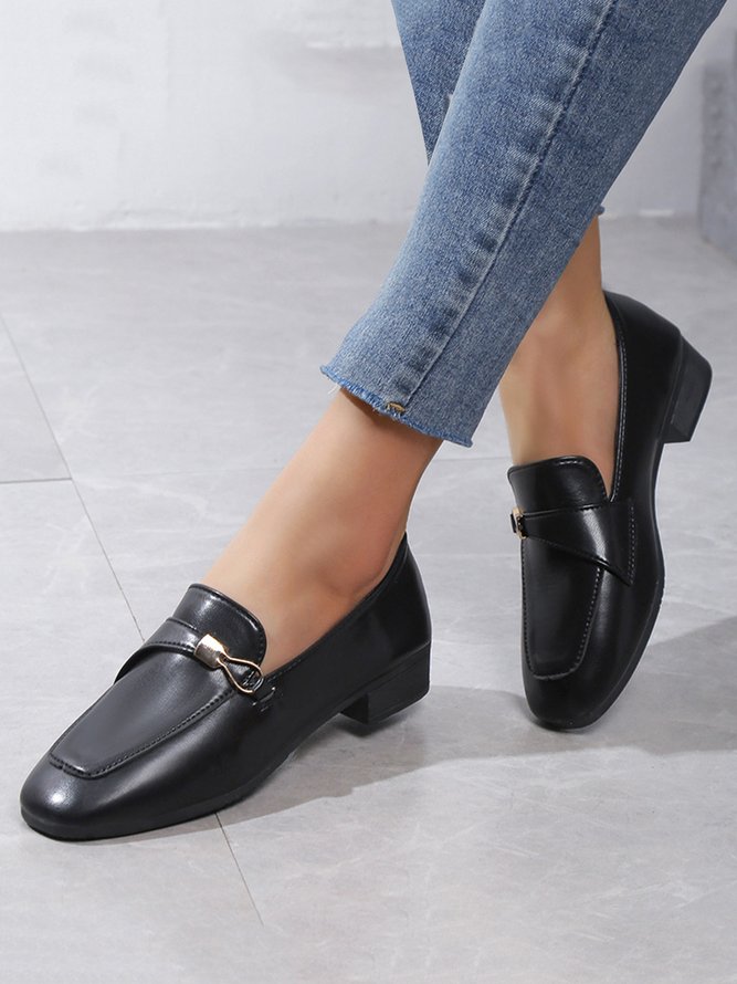 Casual Metal Decor Low Heel Loafers