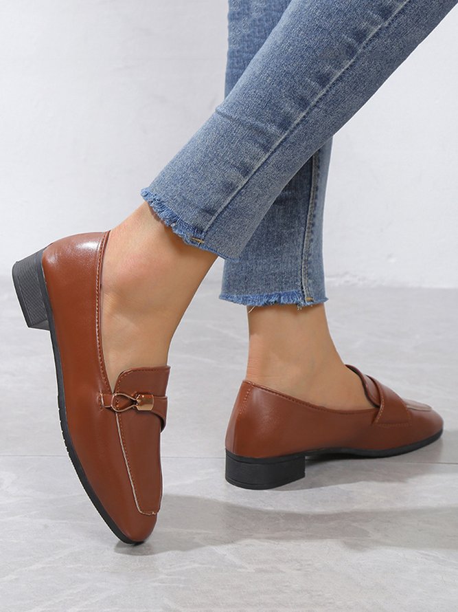 Casual Metal Decor Low Heel Loafers