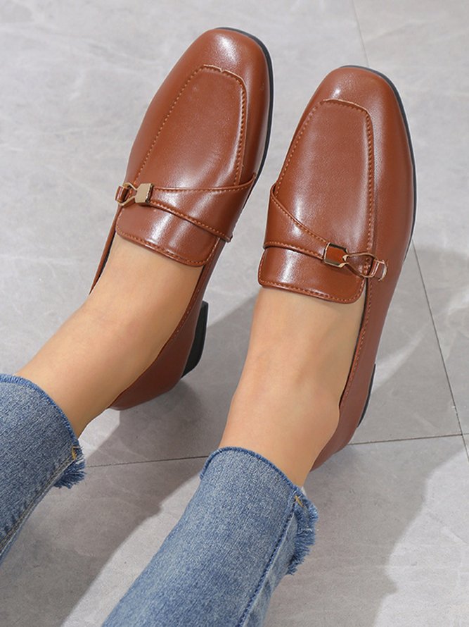 Casual Metal Decor Low Heel Loafers