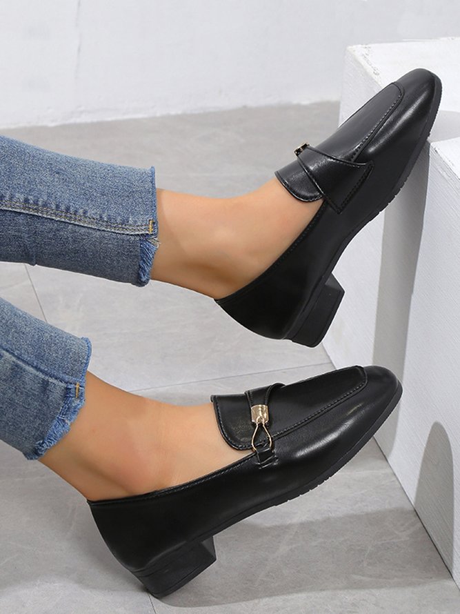 Casual Metal Decor Low Heel Loafers