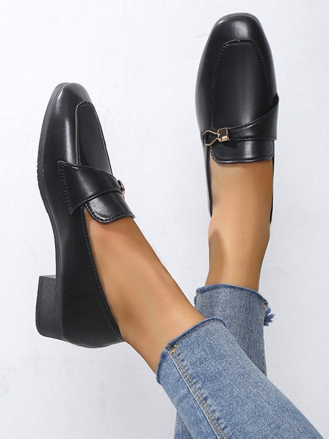 Casual Metal Decor Low Heel Loafers