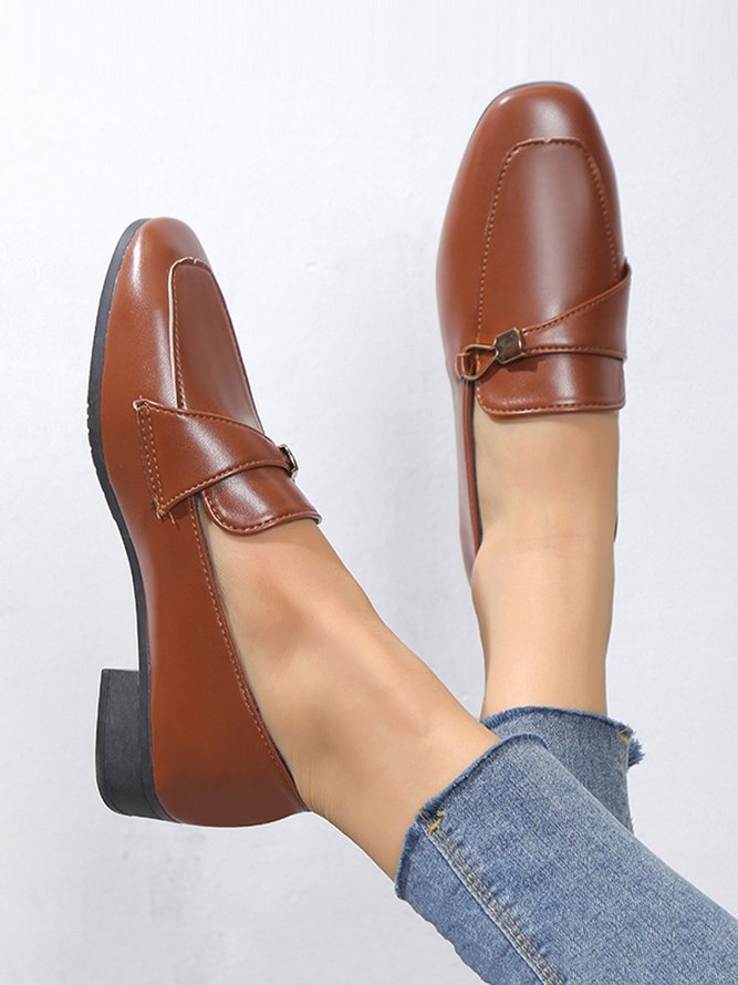 Casual Metal Decor Low Heel Loafers