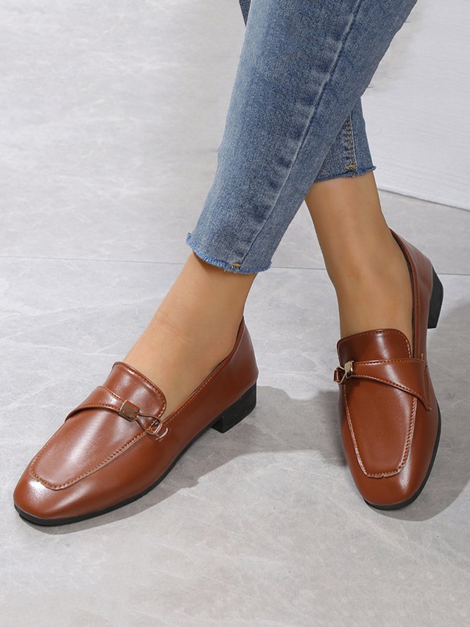 Casual Metal Decor Low Heel Loafers