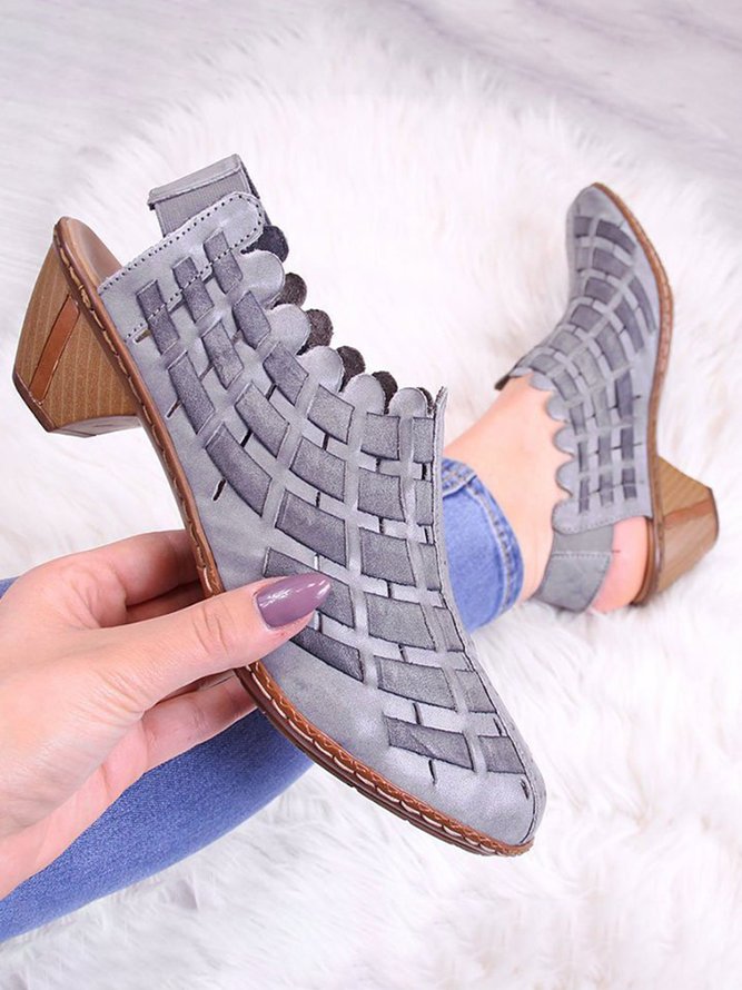 Vintage Weave Inlay Block Heels