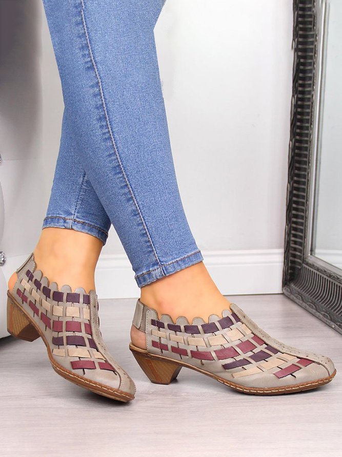 Vintage Weave Inlay Block Heels