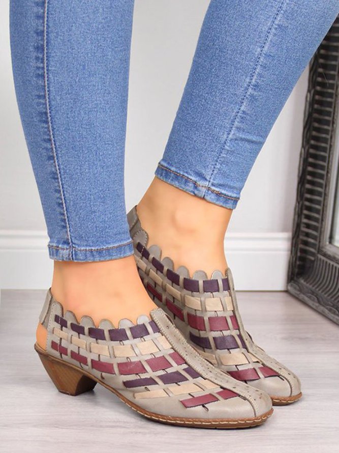 Vintage Weave Inlay Block Heels