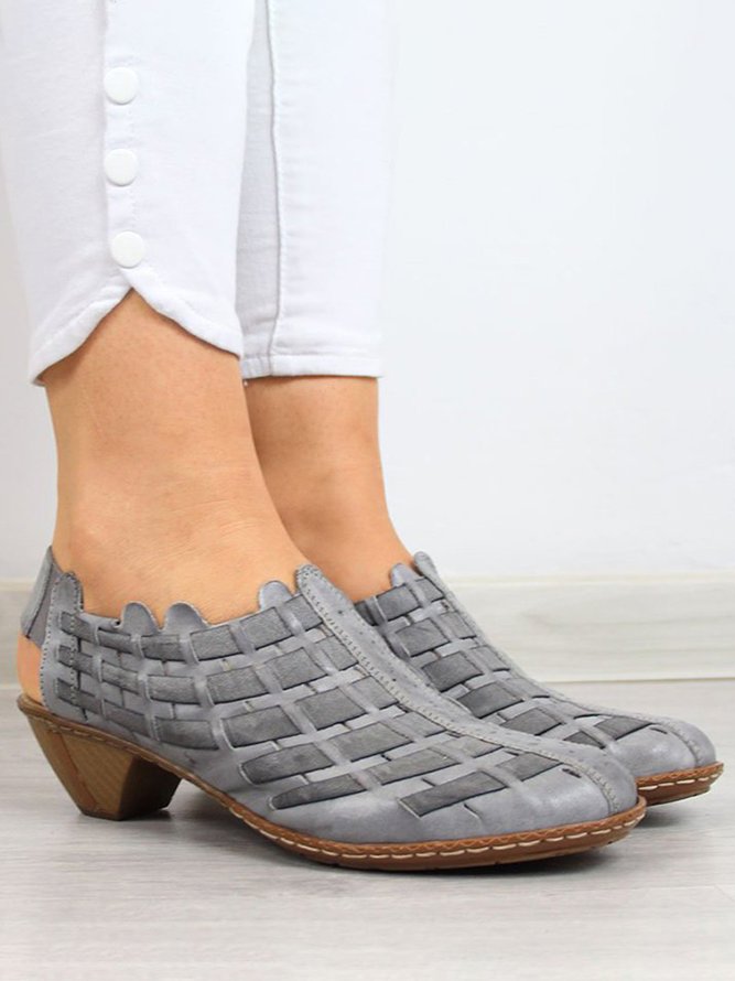 Vintage Weave Inlay Block Heels