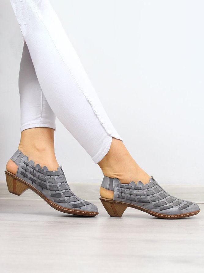 Vintage Weave Inlay Block Heels